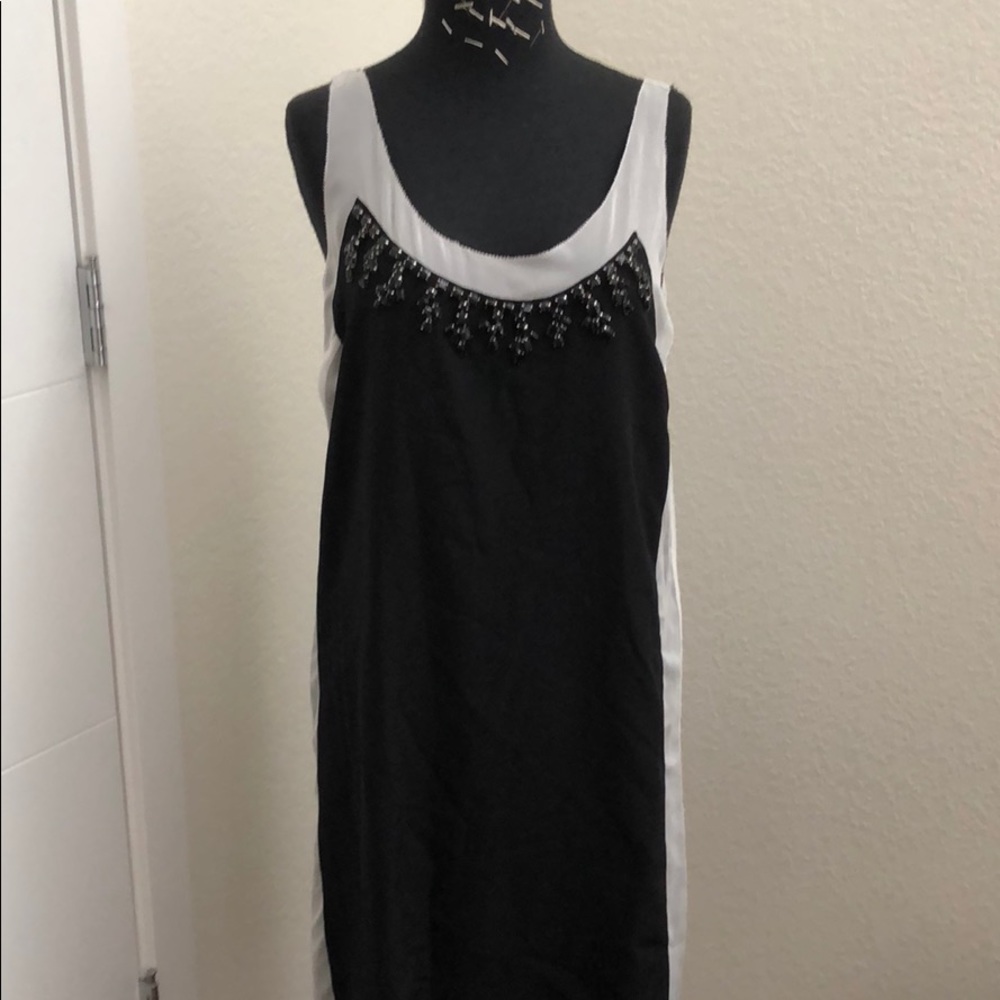 Silk slip dress with beading